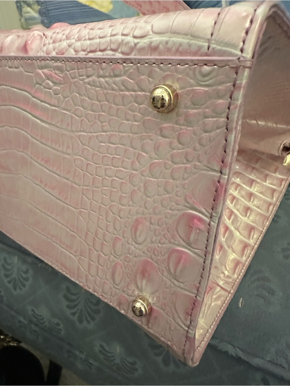 Sale ! Brahmin Rosewater Large Caroline Croc-Embossed Satchel NWOT - Picture 9 of 12